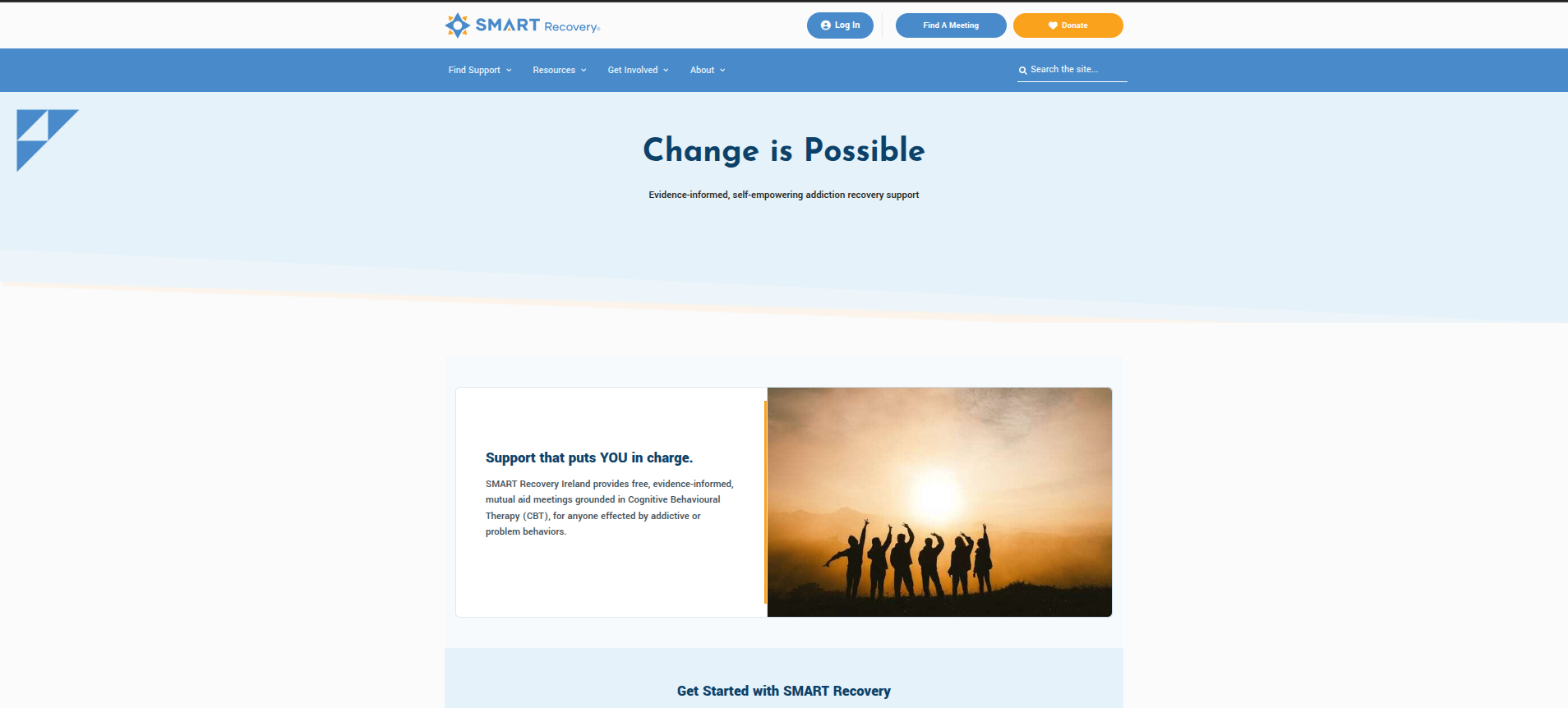 SMART Recovery Ireland homepage after the rebuild.