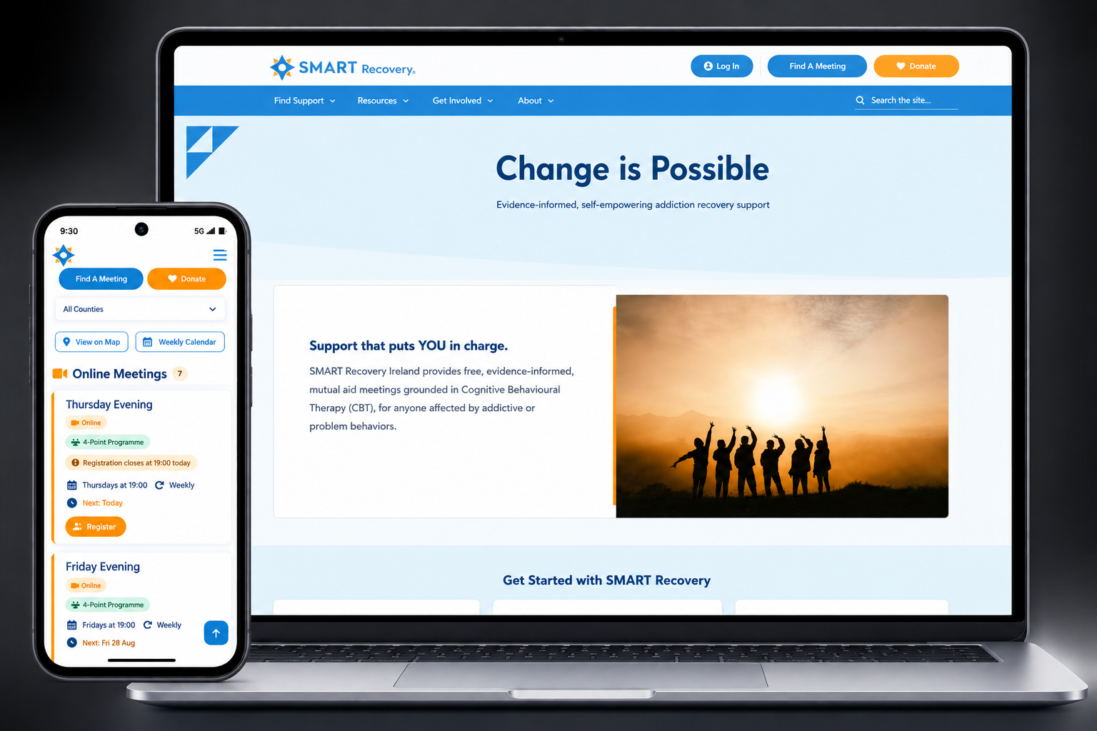 SMART Recovery Ireland homepage screenshot.